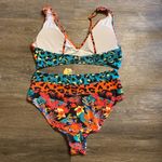 Hilinker Bright Floral Animal Print 2 Piece Swimsuit Size XXL Black Photo 2