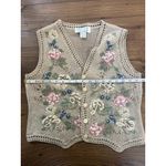 Petite Sophisticate Vintage Knit Vest Embroidered Hand Beaded Grandmacore Cottagecore Style Sz P Photo 5