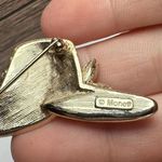 Monet  Orange & Yellow Rhinestone Hat Brooch Pin Gold Tone Signed Photo 8