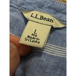 L.L.Bean 100% linen  vertical striped blue beachy blouse Photo 4