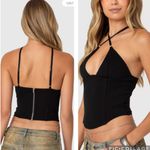 Edikted ‎ Lou Beaded Crossover Corset Top Black L Photo 2