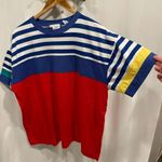 Groovy 80’s striped color blocked oversized cotton t Photo 0