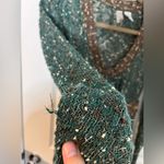 Buckle BKE Belted Waist Tweed ChunkyKnit Boho Earthy Brown Turquoise Sweater Med Photo 13