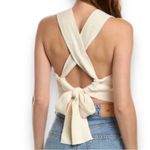 House Of Harlow 1960 2pc Set Crochet Knit Crop Top Skirt Fringe Beige size S Tan Photo 1