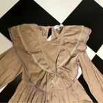 Something Navy Jolie Long Sleeve Ruffle Mini Dress Tiered Embroidered Tan Purple Photo 3