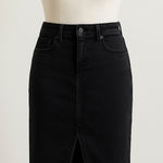 Sanctuary  Womens Maxi Skirt‎ Size 28 Black Denim Front Slit Raw Hem Y2K 90s Fall Photo 0
