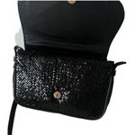 Whiting & Davis Black Leather Black Brass Circle Flat Mesh Crossbody Bag Photo 10