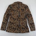Driftwood  Paisley Print Velour Blazer Jacket Womens XS Tan Black Orange Pockets Photo 8