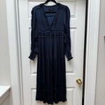 OPT Navy Blue Satin Midi Dress, size Large Photo 1