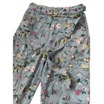 Anthropologie  Victoria Floral Cargo Pants Belted Blue Multi Size 4 Petite Photo 6