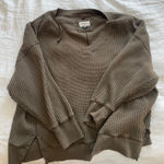 American Eagle  Waffle Knit V-Neck Oversized Sweater Photo 0