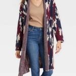 Knox Rose - Aztec Print Long Sleeve Jacquard Knit Open-Front Cardigan- Size M Photo 0