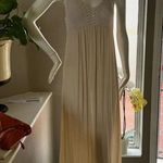 Alythea Ivory Long Maxi Dress Crochet Boho Chic Festival Beach Vacation Size large Photo 5