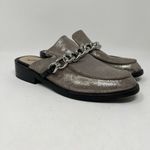 Free People  Vida Silver Metallic Chain‎ Leather Mules EU 36 Women’s Size 5.5-6 Photo 1