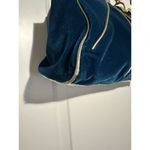 Vintage Blue Suede Purse Gold chain Shoulder Photo 1