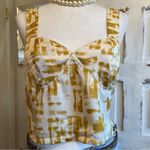 Rose + Olive Yellow White Abstract Bustier Corset Style Crop Tank Top NWT Size L Size L Photo 3