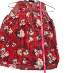 The Kooples ‎ Silk Floral Tank Top Red Spring Flower Size M Exposed Zipper Photo 7