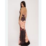 House Of CB Mariamma Dark Brown Floral Printed Satin Maxi Dress Photo 4