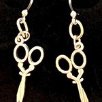 Hypoallergenic Hooks Scissors Charm Earrings Hairdresser Dressmaker pewter Charm Silver Photo 0