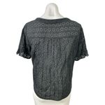 Madewell  Eyelet Village Black Ruffled Short Sleeve Button Up Shirt Blouse Top S Photo 1