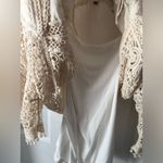 Democracy  Crochet Lace embroidery Boho Blouse top front tie sz L oversized Photo 7