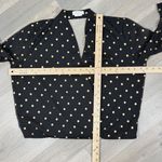 Lovers + Friends Whisper Metallic Polka Dot Open Back Chiffon Top Black Gold Photo 13