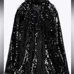 ZARA  SEQUIN LONG SLEEVE V-Neck BLOUSE Top BLACK SIZE S NEW Photo 4