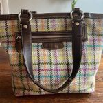 Coach Vintage  Penelope Tattersall Plaid Wool Tweed Leather Handbag Photo 0