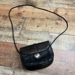 Brighton  One World Brown Black Leather Crossbody Small Mini Purse Heart Photo 1
