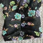 ZARA  Black Floral Sheer Blouse Metallic Cropped Size M Photo 9