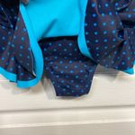 Pretty Polka Dot Navy/Teal Ruched Skater Swimdress Swimsuit Size Med EUC #1123 Blue Photo 3