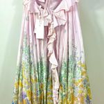 Zimmermann Floral Ruffle Linen & Silk Gown Maxi Dress Blue Meadow US 8 NWT Photo 10