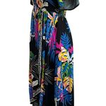 Jealous Tomato Tropical Maxi Dress L Black Multicolor Off Shoulder Size M Photo 1