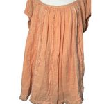 Free People Womens M Peach Angel Mini Dress Babydoll 100% Cotton Boho Chic Gauze Photo 2