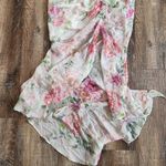 Sau Lee Frieda Silk Dress Size 8 Semi Sheer Sleeveless Open Back Floral Pink Photo 6
