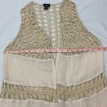 Rue 21  Tan Boho Crochet Fringe Vest woman’s size medium Photo 7