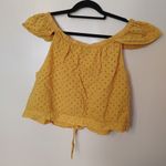 a.n.a  Size XXL Mustard Yellow Cropped Eyelet Short Sleeve Top Tie Summer Photo 2