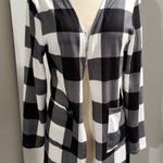 Open Front Long Draped Buffalo Plaid Cardigan Black Photo 1