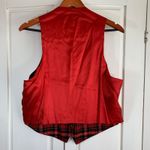 Women's Christmas Vest Reversible Plaid Red Holiday Gold Button Front Pockets Size M Photo 3