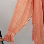 Soft Surroundings  Peach button up sheer eyelet lace 2pc set top L casual office Photo 6