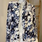 Lands' End Floral Blue and White Women's Cardigan M 10-12 Photo 0