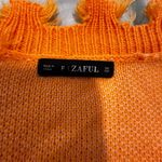 Zaful  Star Print Cropped Chewed Hem Sweater Orange and White LongSleeve One Size Photo 4