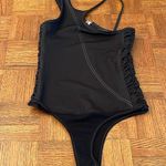 Maniere De Voir ZIP BACK OPEN SHOULDER RUCHED SIDES BODYSUIT SIZE 10 Photo 0