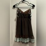 Brown and Blue Polka Dot Dress/top with Lace Trim Size M Size M Photo 3