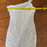 Molicuty Purple Sequins with One thin strap white Body-con dress. Size Small Photo 8