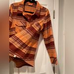 L.L. Bean Size XL Burgundy Coral Striped Flannel Button Down Shirt Size Pockets Pink Photo 2