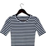 J.Crew NWT Nautical Striped Short Sleeve Long Casual Cotton Top XS Blue White Photo 1