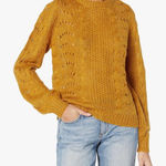 Jessica Simpson  Mustard Yellow Cable Knit Lace Sweater Size M Photo 0