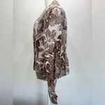 Coldwater Creek Brown & White Leaf Pattern 100% Cotton Long Sleeve Jacket MP Photo 5