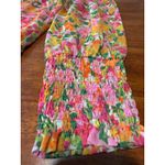 Terra & Sky Terra Sky Floral Print Smocked Neck Long Sleeve Blouse Women's 1X Pink Orange Photo 5
